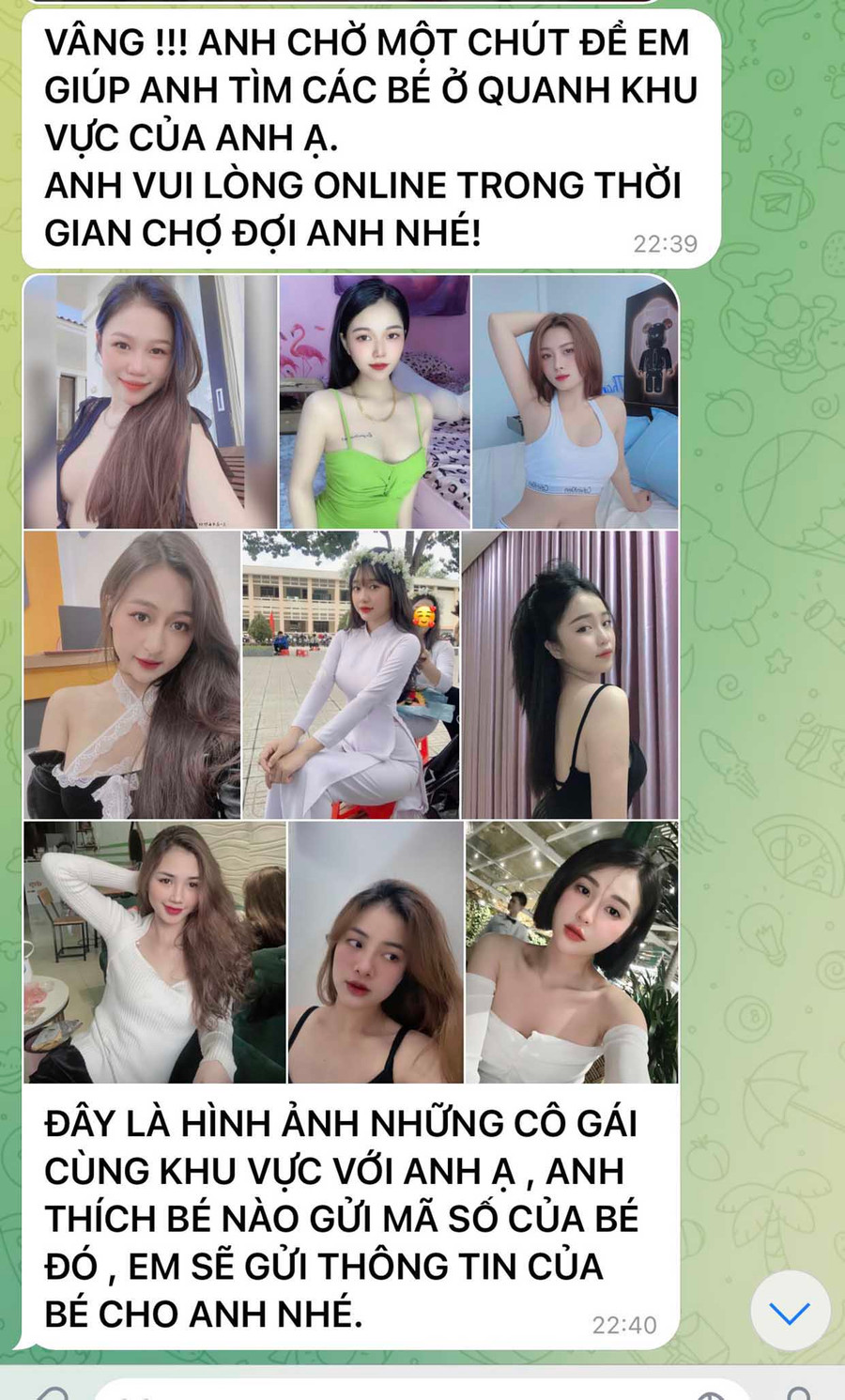 Các đối tượng sử dụng hình ảnh của những cô gái trẻ đẹp để lôi kéo nạn nhân (ảnh chụp màn hình).