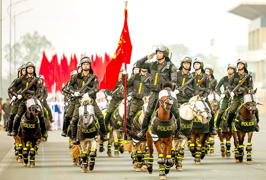 Đội Cảnh sát kỵ binh trong quá trình tập luyện. Ảnh: ĐỖ TRUNG