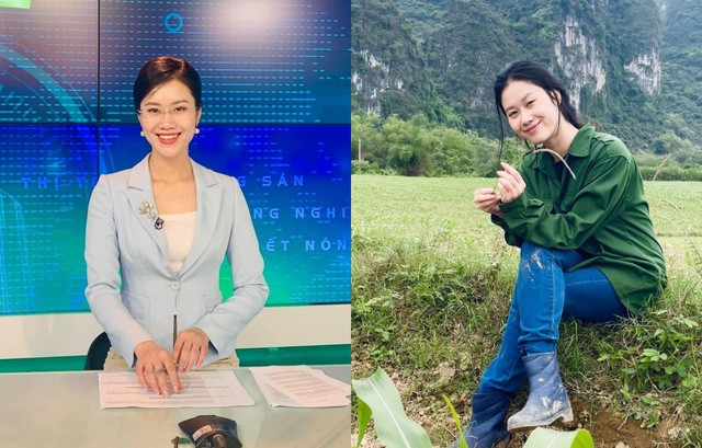 Bích Phượng khi làm MC và làm nông dân. Ảnh: NVCC