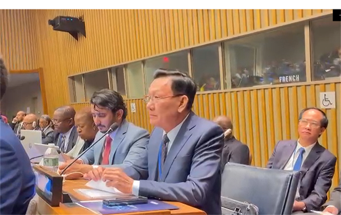 Thiếu tướng Phạm Ngọc Việt, Cục trưởng Cục An ninh nội địa Bộ Công an Việt Nam, phát biểu tại hội nghị do Liên Hiệp Quốc tổ chức.