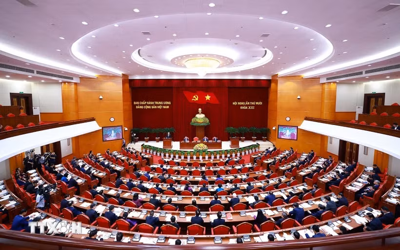 Phiên khai mạc Hội nghị lần thứ 10 Ban Chấp hành Trung ương Đảng Cộng sản Việt Nam khóa XIII. (Ảnh: Dương Giang/TTXVN)