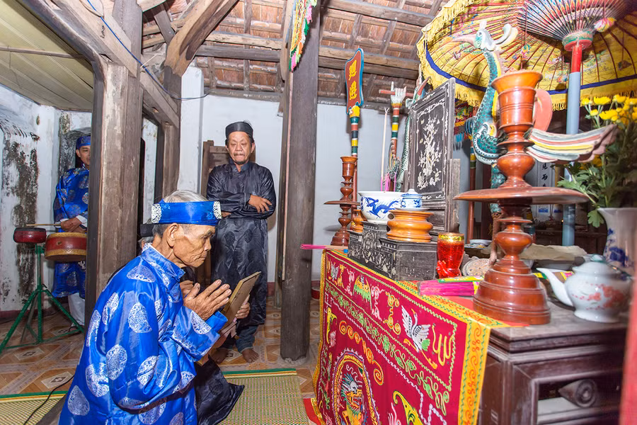 Lễ tế thần Quý Thu tại đình Tân An. Ảnh: L.H.S