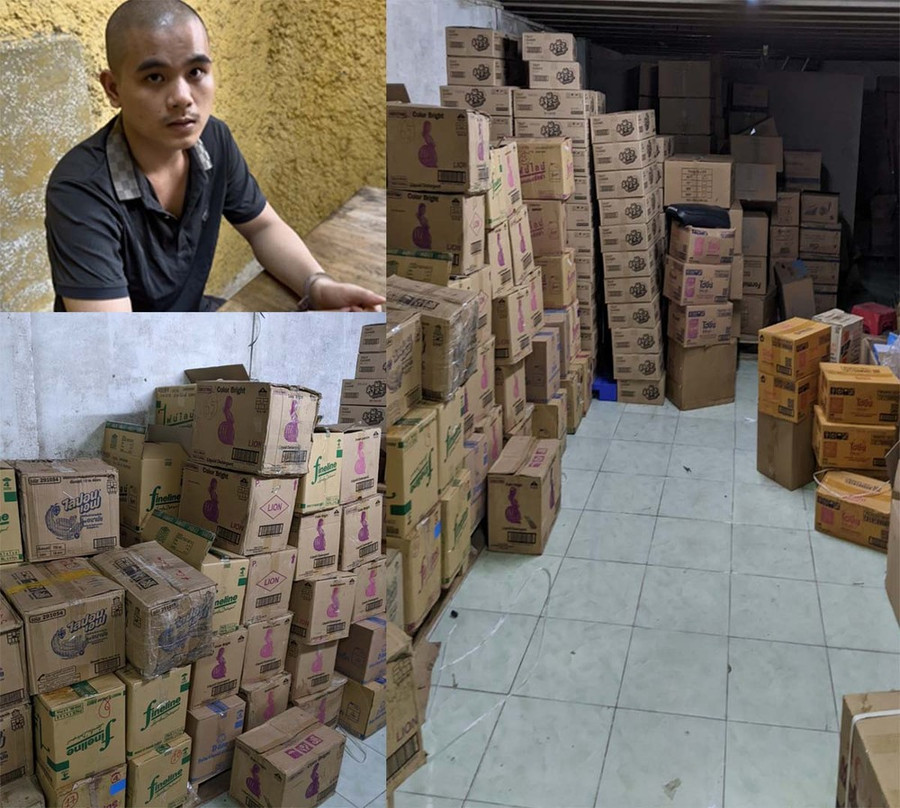 Trần Văn Sơn và tang vật. Ảnh: CÔNG AN THANH HÓA