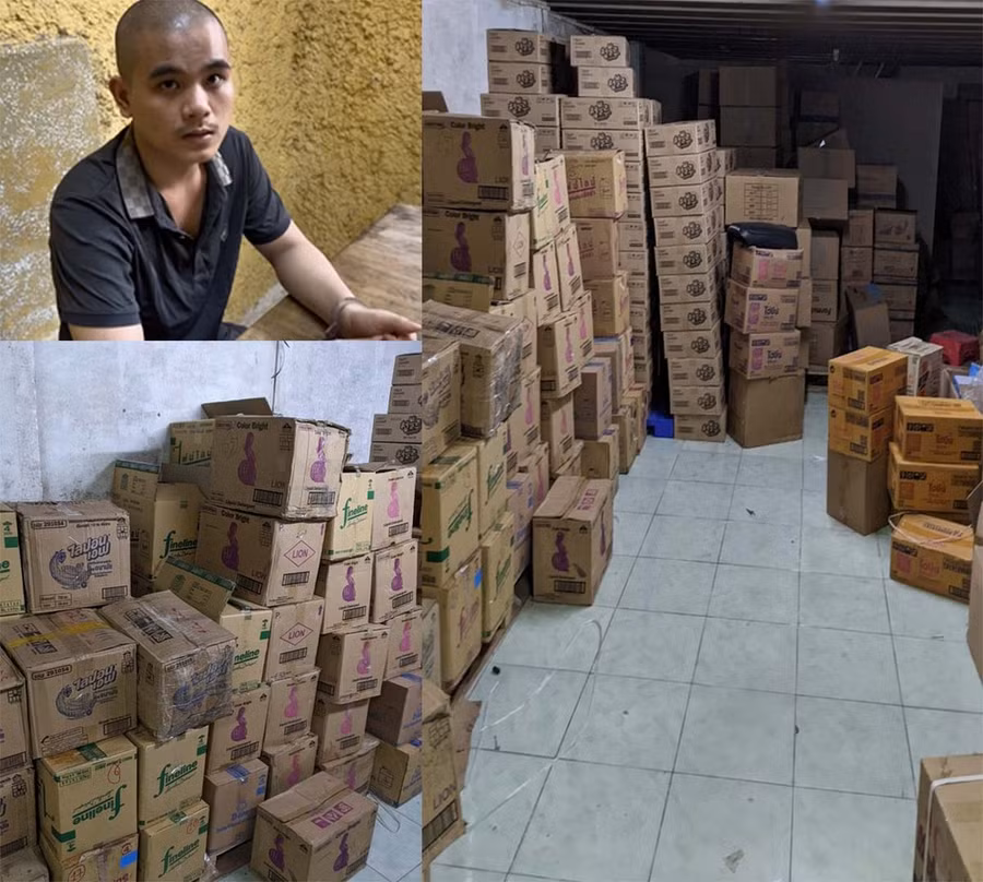 Trần Văn Sơn và tang vật. Ảnh: CÔNG AN THANH HÓA