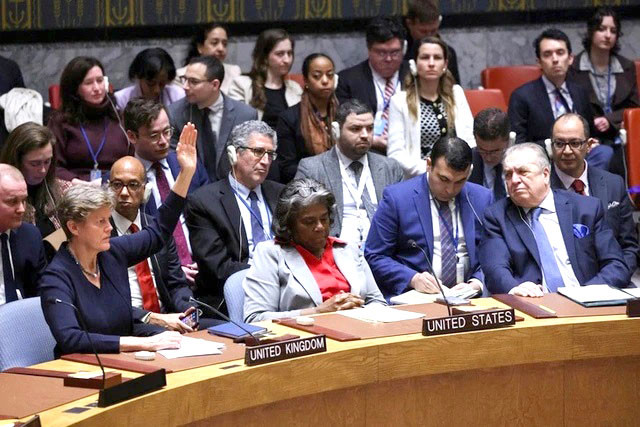 Hội đồng Bảo an Liên hợp quốc họp thông qua nghị quyết về cuộc chiến giữa Israel và Hamas ngày 25-3. Ảnh: Reuters Hội đồng Bảo an Liên hợp quốc họp thông qua nghị quyết về cuộc chiến giữa Israel và Hamas ngày 25-3. Ảnh: Reuters