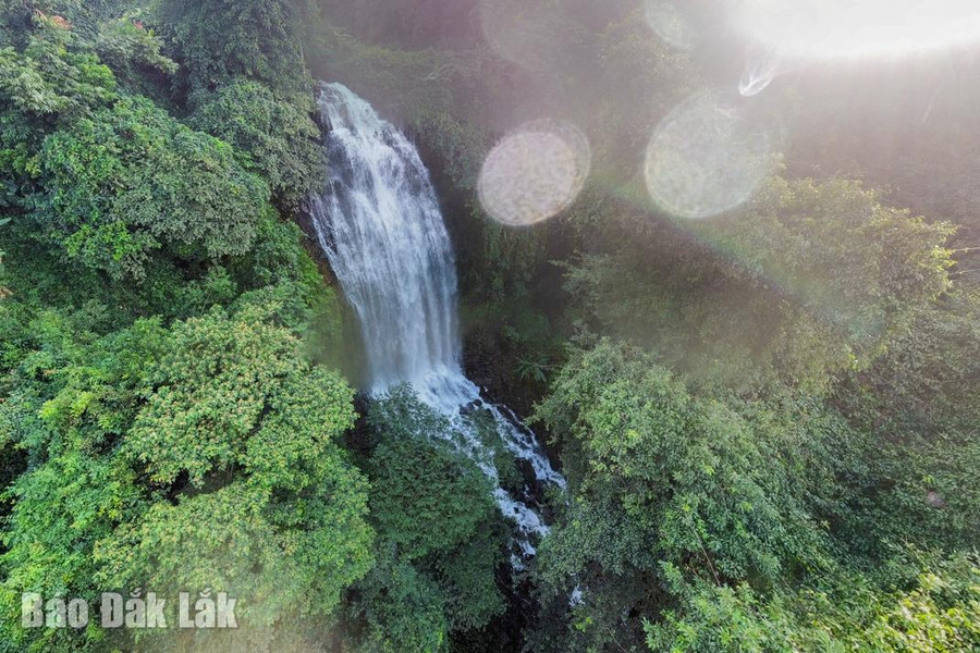 Từ độ cao 30 m đổ xuống, thác Ea Brơ trông như mái tóc của thiếu nữ đang xõa giữa rừng xanh thẳm.