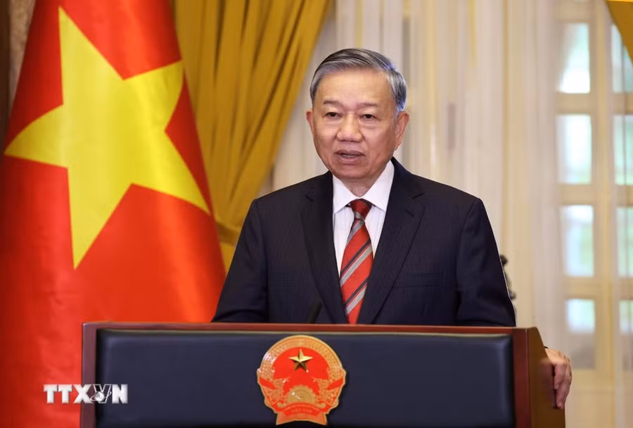 Tổng Bí thư, Chủ tịch nước Tô Lâm có thông điệp trực tuyến tham gia sự kiện cấp cao 'Lời kêu gọi toàn cầu về Hội nghị Thượng đỉnh Tương lai.' (Ảnh: Lâm Khánh/TTXVN)