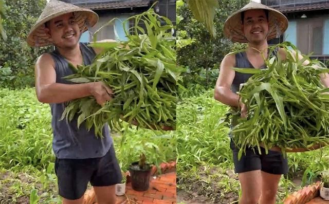 Anh Hải Âu trồng nhiều rau trong vườn nhà. ẢNH: NVCC