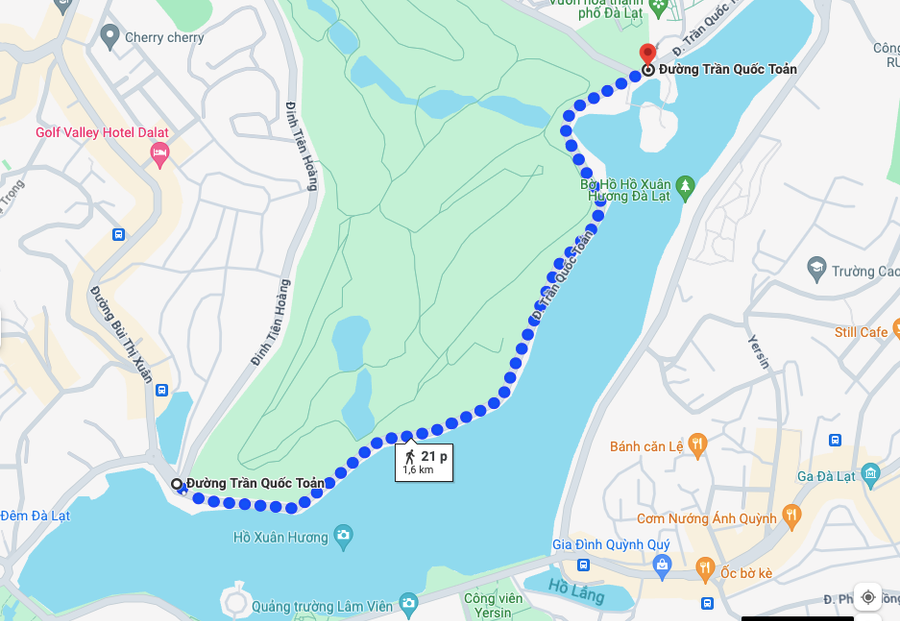 Lộ trình tuyến phố đi bộ Trần Quốc Toản, TP Đà Lạt Lộ trình tuyến phố đi bộ Trần Quốc Toản, TP Đà Lạt