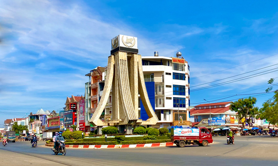 Một góc thị trấn Đak Đoa (huyện Đak Đoa). Ảnh: Hà Duy