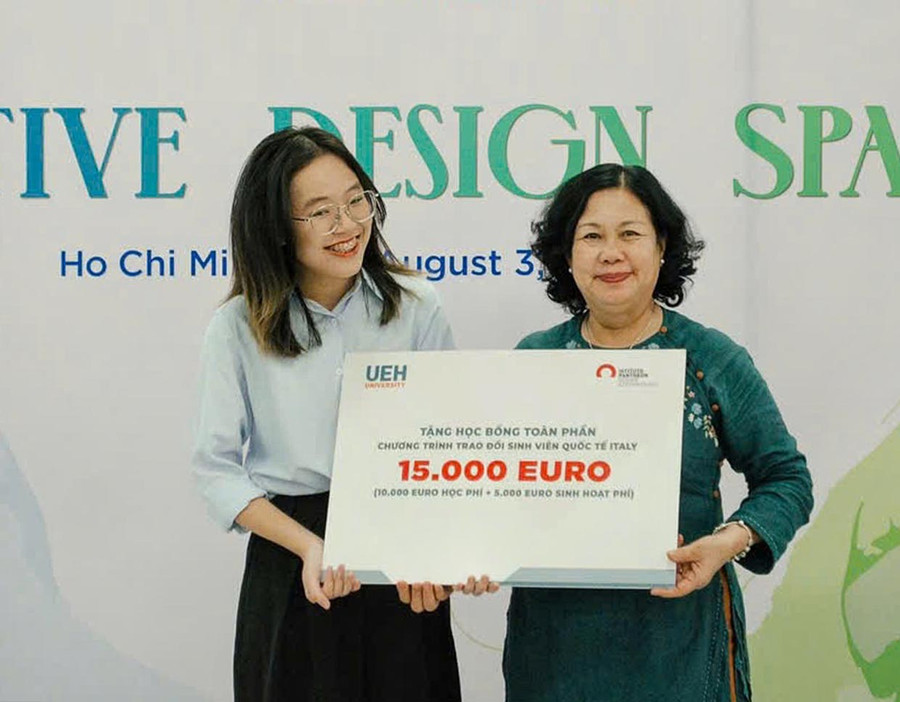 Huỳnh Lê Bảo Ngân xuất sắc vượt qua nhiều ứng viên để nhận học bổng toàn phần trị giá 15 ngàn Euro (ảnh nhân vật cung cấp).