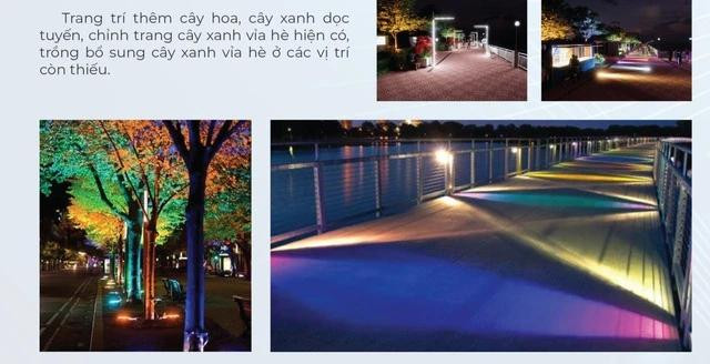 Phương án chiếu sáng dọc vỉa hè phố đi bộ. Ảnh: NGUYỄN TÚ Phương án chiếu sáng dọc vỉa hè phố đi bộ. Ảnh: NGUYỄN TÚ