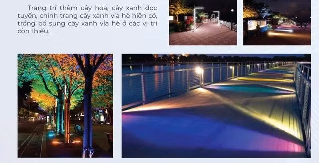 Phương án chiếu sáng dọc vỉa hè phố đi bộ. Ảnh: NGUYỄN TÚ