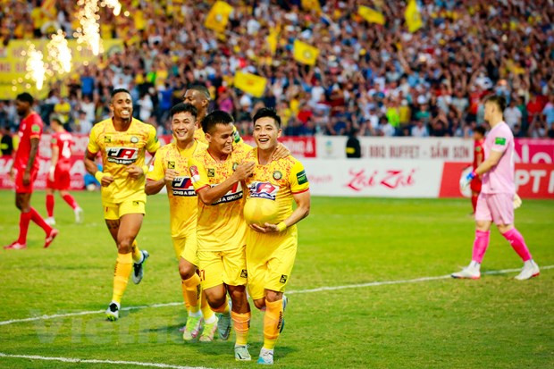 Đông Á Thanh Hóa vượt qua PVF-Công an Nhân dân để gặp Viettel ở trận Chung kết Cúp Quốc gia 2023. (Ảnh: Việt Anh/Vietnam+)