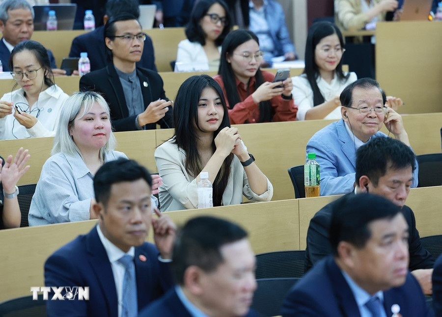 Các đại biểu tham dự buổi phát biểu của Thủ tướng Phạm Minh Chính về chính sách của Việt Nam tại Đại học Quốc gia Seoul. (Ảnh: Dương Giang/TTXVN)