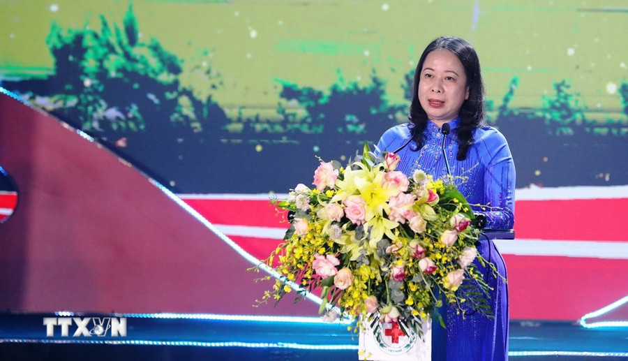 Quyền Chủ tịch nước Võ Thị Ánh Xuân phát biểu tại Lễ phát động. (Ảnh: Phan Quân/TTXVN) Quyền Chủ tịch nước Võ Thị Ánh Xuân phát biểu tại Lễ phát động. (Ảnh: Phan Quân/TTXVN)