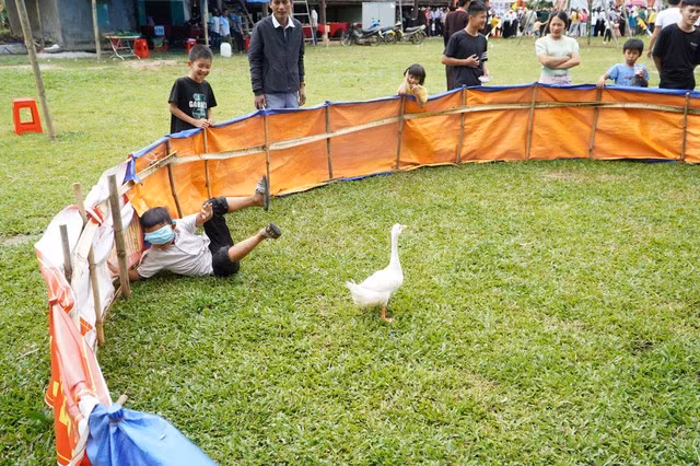 Những em bé tham gia trò chơi dân gian bịt mắt bắt vịt