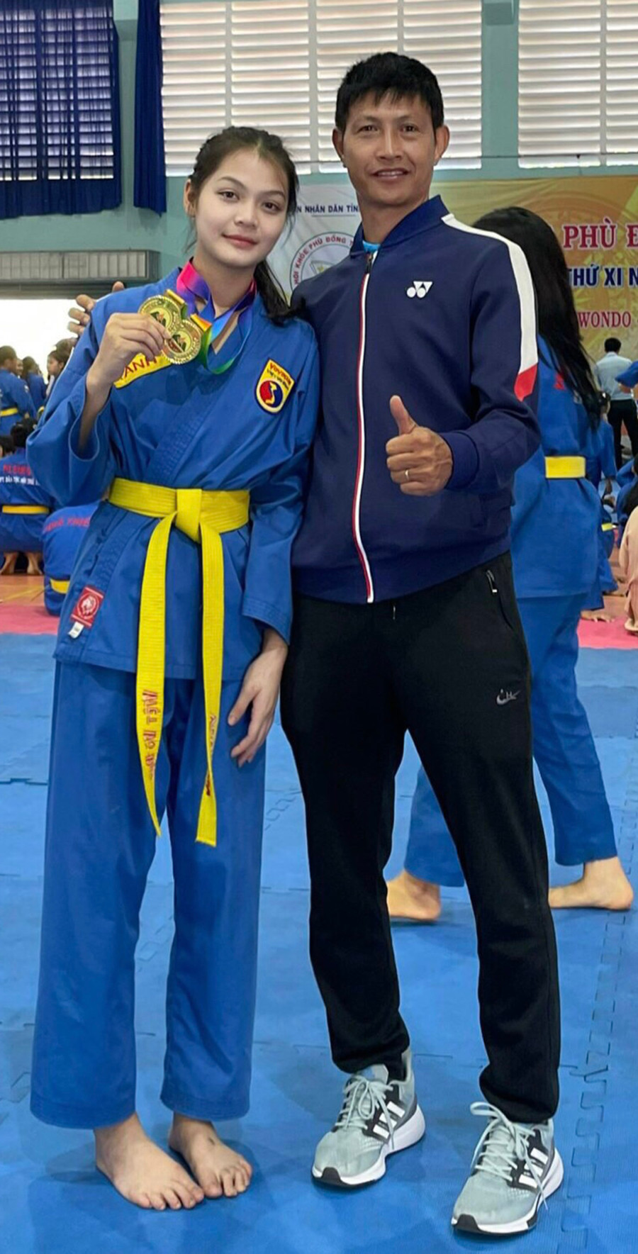 Phan Thị Lan Anh (trái) giành 4 huy chương vàng tại Hội khỏe Phù Đổng tỉnh lần thứ XI-2023. Ảnh: Đức Hoàng Phan Thị Lan Anh (trái) giành 4 huy chương vàng tại Hội khỏe Phù Đổng tỉnh lần thứ XI-2023. Ảnh: Đức Hoàng