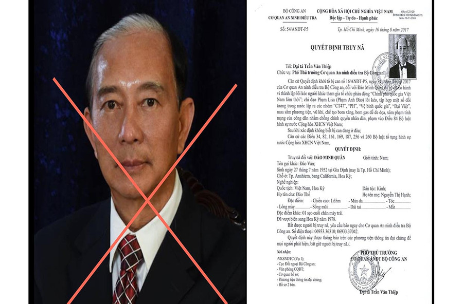 Đối tượng Đào Minh Quân và Quyết định truy nã của cơ quan An ninh điều tra Bộ Công an. Ảnh: Nguyễn Hữu Đối tượng Đào Minh Quân và Quyết định truy nã của cơ quan An ninh điều tra Bộ Công an. Ảnh: Nguyễn Hữu