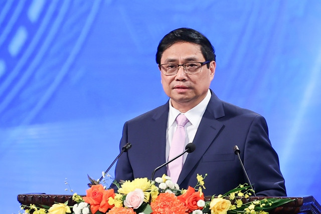 Thủ tướng Phạm Minh Chính dự và phát biểu tại lễ trao Giải thưởng toàn quốc về thông tin đối ngoại lần thứ IX - Ảnh: VGP/Nhật Bắc