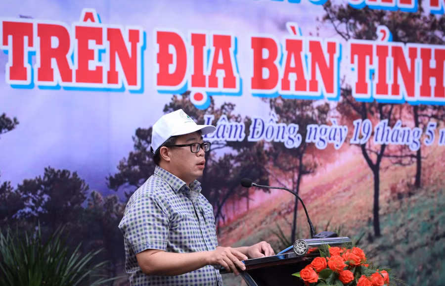 Phó Chủ tịch UBND tỉnh Lâm Đồng Nguyễn Ngọc Phúc phát biểu tại buổi lễ