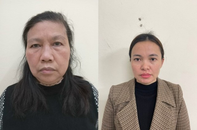 Các bị can Vũ Thị Nga và Lê Thị Lộc tại cơ quan điều tra. CÔNG AN CUNG CẤP Các bị can Vũ Thị Nga và Lê Thị Lộc tại cơ quan điều tra. CÔNG AN CUNG CẤP