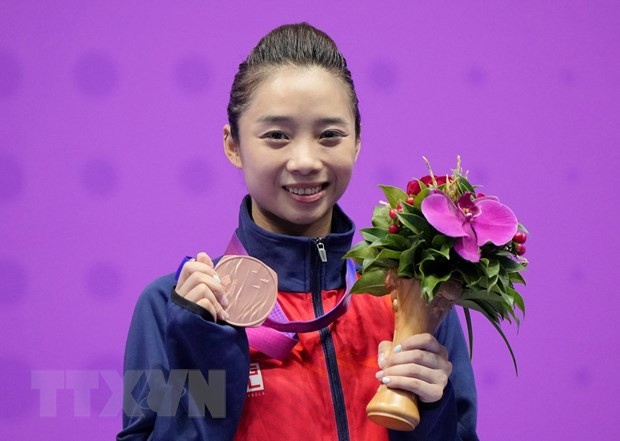 Dương Thúy Vi giành huy chương Đồng Wushu tại ASIAD 19. (Ảnh: THX/TTXVN) Dương Thúy Vi giành huy chương Đồng Wushu tại ASIAD 19. (Ảnh: THX/TTXVN)