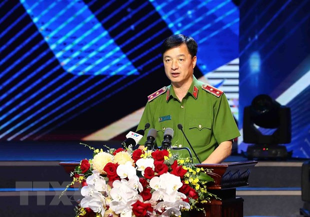 Trung tướng Nguyễn Duy Ngọc, Uỷ viên Trung ương Đảng, Thứ trưởng Bộ Công an phát biểu. (Ảnh: Phạm Kiên/TTXVN)