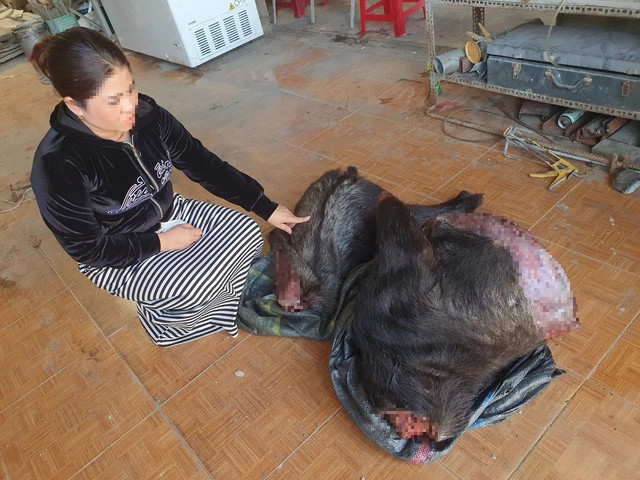 Người phụ nữ cùng tang vật vụ việc. Ảnh: Trần Khôi Người phụ nữ cùng tang vật vụ việc. Ảnh: Trần Khôi