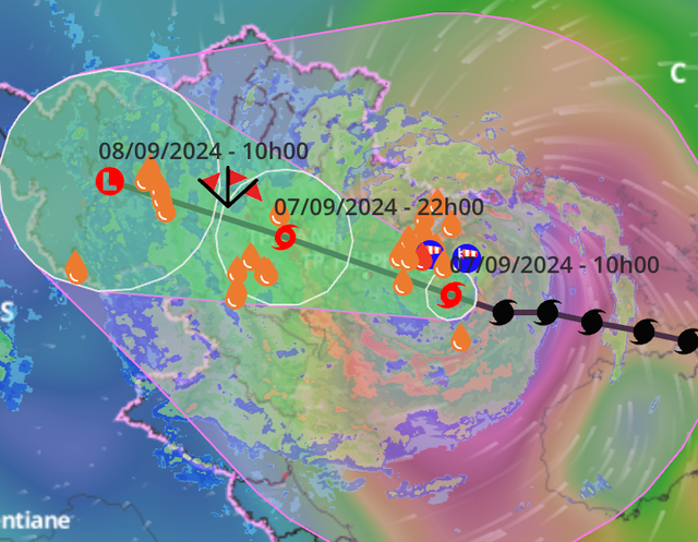 Dự báo vị trí và hướng di chuyển của bão số 3. Nguồn: Hệ thống giám sát thiên tai. Dự báo vị trí và hướng di chuyển của bão số 3. Nguồn: Hệ thống giám sát thiên tai.