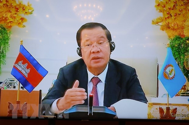 Chủ tịch Đảng Nhân dân Campuchia, Thủ tướng Chính phủ Vương quốc Campuchia Hun Sen phát biểu. (Ảnh: Trí Dũng/TTXVN) Chủ tịch Đảng Nhân dân Campuchia, Thủ tướng Chính phủ Vương quốc Campuchia Hun Sen phát biểu. (Ảnh: Trí Dũng/TTXVN)