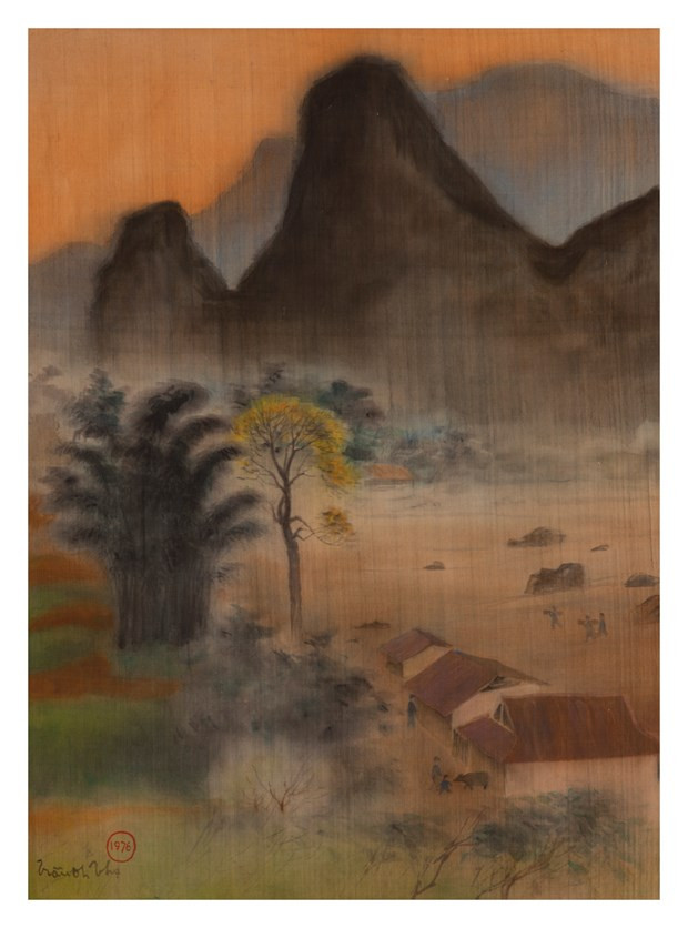 Tranh lụa &apos;&apos;Núi Các Mác&apos;&apos; (Trần Đình Thọ, 1976)