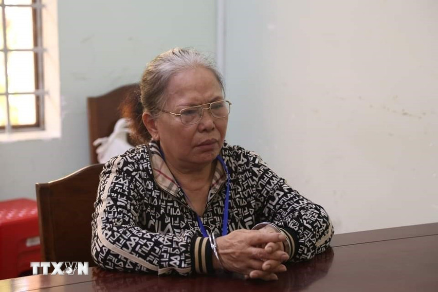 Đối tượng Tạ Thị Dân tại cơ quan Công an. (Ảnh: TTXVN phát) Đối tượng Tạ Thị Dân tại cơ quan Công an. (Ảnh: TTXVN phát)