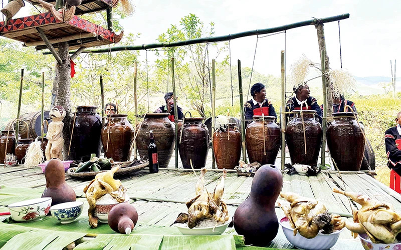 Các lễ vật cúng Yàng và thần linh trong Lễ cầu mưa của người Ê Đê. Các lễ vật cúng Yàng và thần linh trong Lễ cầu mưa của người Ê Đê.