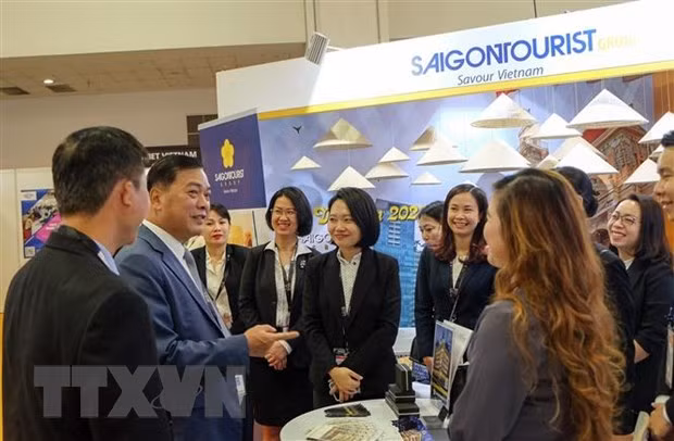Nhiều doanh nghiệp lữ hành, du lịch hàng đầu Việt Nam tham dự ITB Asia 2023. (Ảnh: Lê Dương/TTXVN)