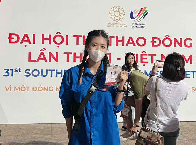 Hương Linh tham gia làm tình nguyện viên tại SEA Games 31. Ảnh:NVCC Hương Linh tham gia làm tình nguyện viên tại SEA Games 31. Ảnh:NVCC