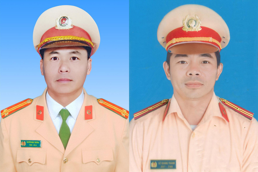Trung tá Nguyễn Khắc Thường và Thiếu tá Lê Quang Thành. Ảnh: Bộ Công an