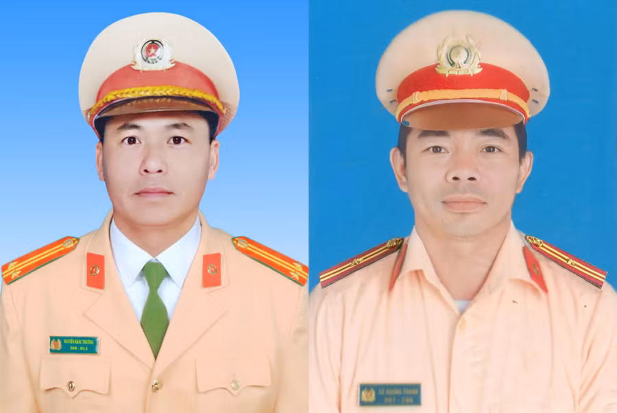 Trung tá Nguyễn Khắc Thường và Thiếu tá Lê Quang Thành. Ảnh: Bộ Công an