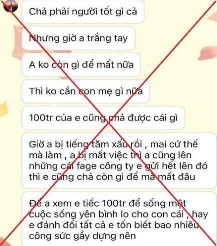 Tin nhắn đe dọa chuyển tiền của các đối tượng. Ảnh: Công an TP Hà Nội Tin nhắn đe dọa chuyển tiền của các đối tượng. Ảnh: Công an TP Hà Nội