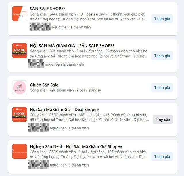 Các nhóm cộng đồng về "săn' hàng giảm giá trên Facebook thu hút hàng ngàn đến hàng trăm ngàn người tham gia Các nhóm cộng đồng về "săn' hàng giảm giá trên Facebook thu hút hàng ngàn đến hàng trăm ngàn người tham gia