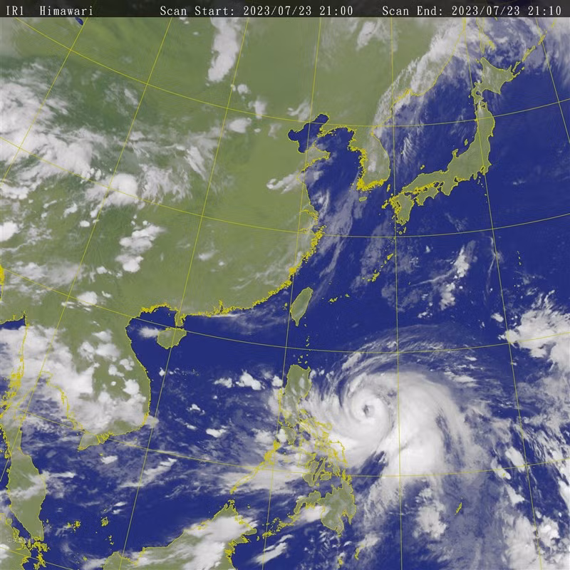 Ảnh vệ tinh bão Doksuri. Ảnh: Cơ quan thời tiết Đài Loan (Trung Quốc) CWB