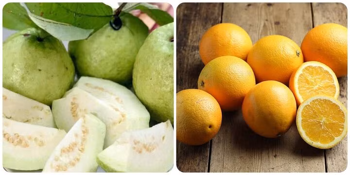 Ổi và cam là hai loại quả rất giàu vitamin C