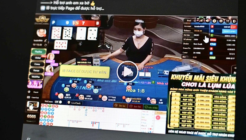 Facebook kiểm soát lỏng lẻo các livestream quảng cáo cờ bạc. (Ảnh chụp màn hình) Facebook kiểm soát lỏng lẻo các livestream quảng cáo cờ bạc. (Ảnh chụp màn hình)