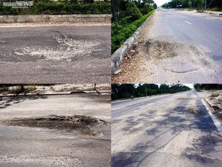 Mặt đường ngày càng xuất hiện nhiều ổ gà, vết lún, nứt và thậm chí vết đắp cũ vẫn bị bong tróc.