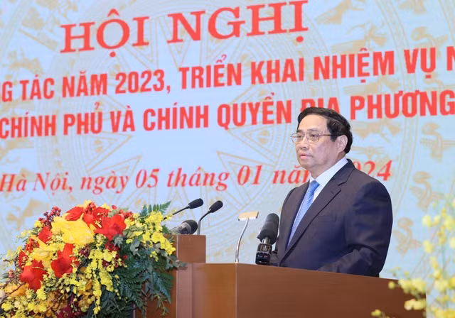 Thủ tướng Phạm Minh Chính phát biểu khai mạc Hội nghị. Ảnh: VGP/Nhật Bắc