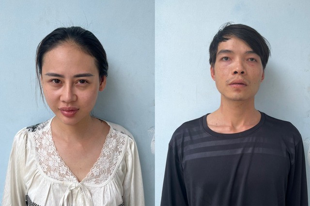 Thương (trái) và Tuyến tại cơ quan công an.