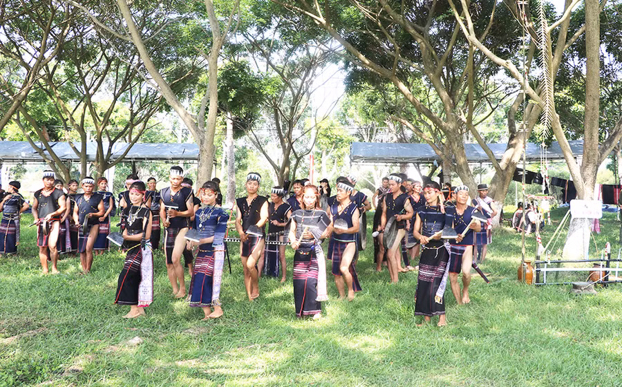 Một tiết mục biểu diễn của đoàn nghệ nhân xã Phú An tại ngày hội. Ảnh: N.M