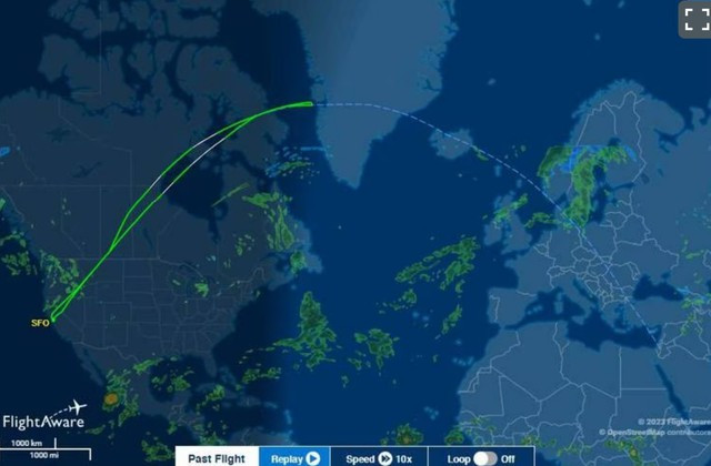 Các hãng 'bay vào hư không', đi lại hỗn loạn khi né không phận Israel - Ảnh 2. Chuyến bay của United UA954 bay lòng vòng trên trời suốt 14 giờ. Ảnh: CMH