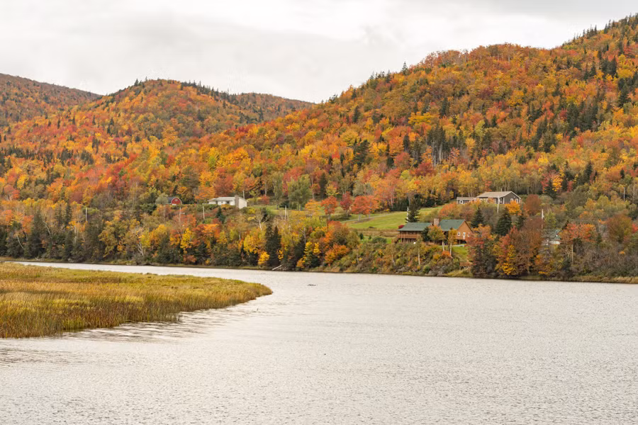 Sắc thu bên những trang trại ở thung lũng sông Margaree. Ảnh: TRẦN THẾ DŨNG