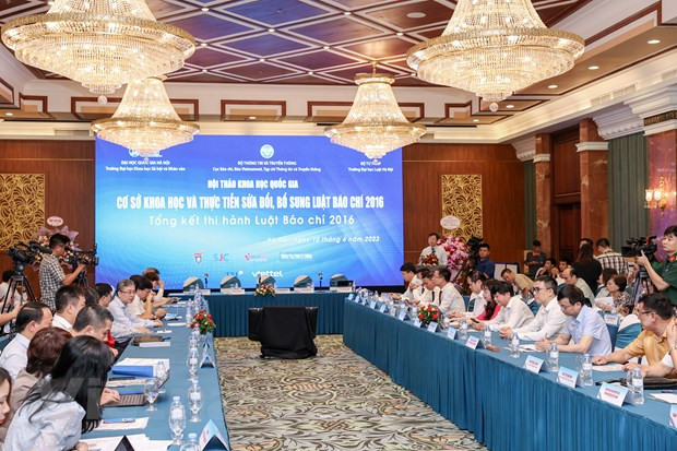 Toàn cảnh Hội thảo &quot;Cơ sở khoa học và thực tiễn chỉnh sửa Luật Báo chí 2016.&quot; (Ảnh: Minh Sơn/Vietnam+)